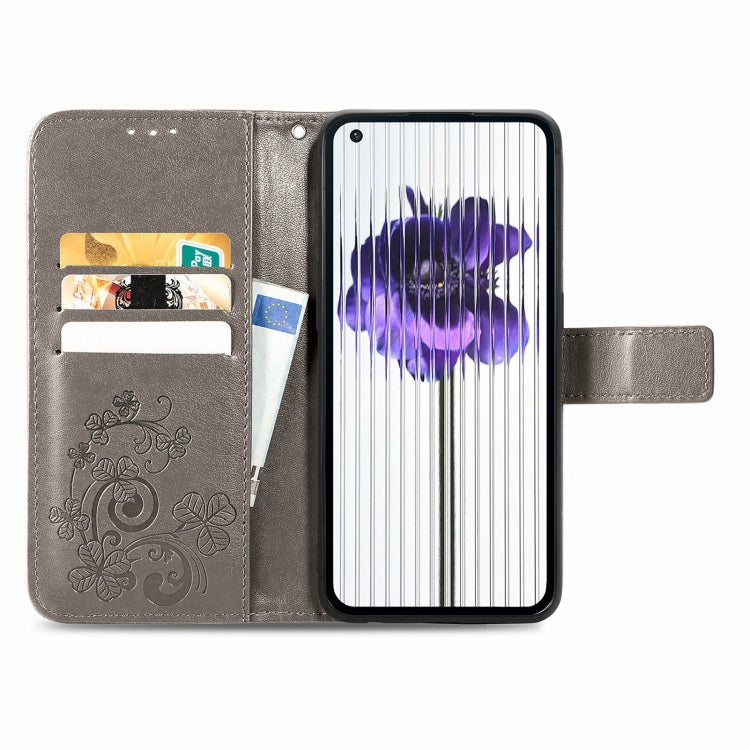 For Nothing Phone 1 Four-leaf Clasp Embossed Buckle Leather Phone Case