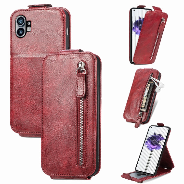For Nothing Phone 1 Zipper Wallet Vertical Flip Leather Phone Case