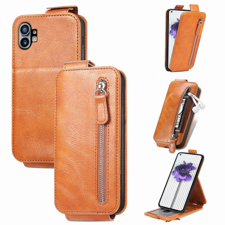 For Nothing Phone 1 Zipper Wallet Vertical Flip Leather Phone Case