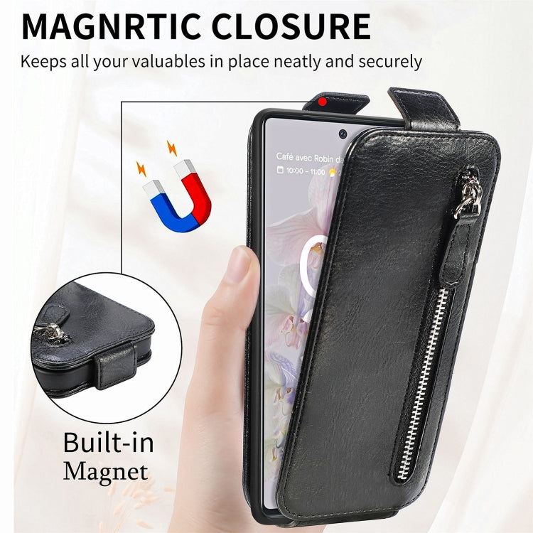 For Google Pixel 6a Zipper Wallet Vertical Flip Leather Phone Case