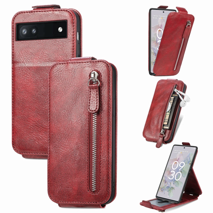 For Google Pixel 6a Zipper Wallet Vertical Flip Leather Phone Case