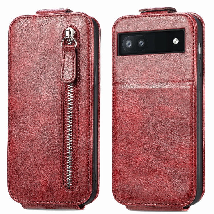 For Google Pixel 6a Zipper Wallet Vertical Flip Leather Phone Case