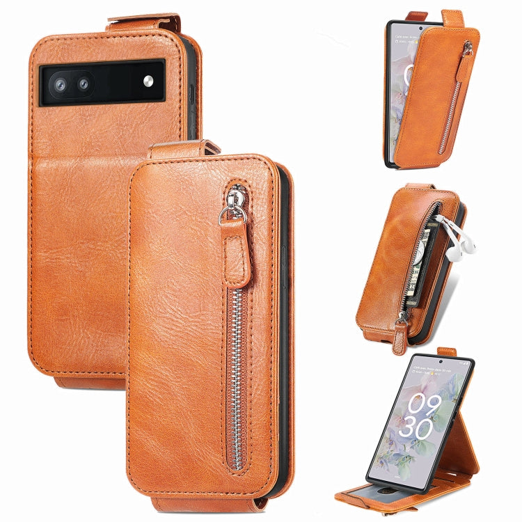For Google Pixel 6a Zipper Wallet Vertical Flip Leather Phone Case