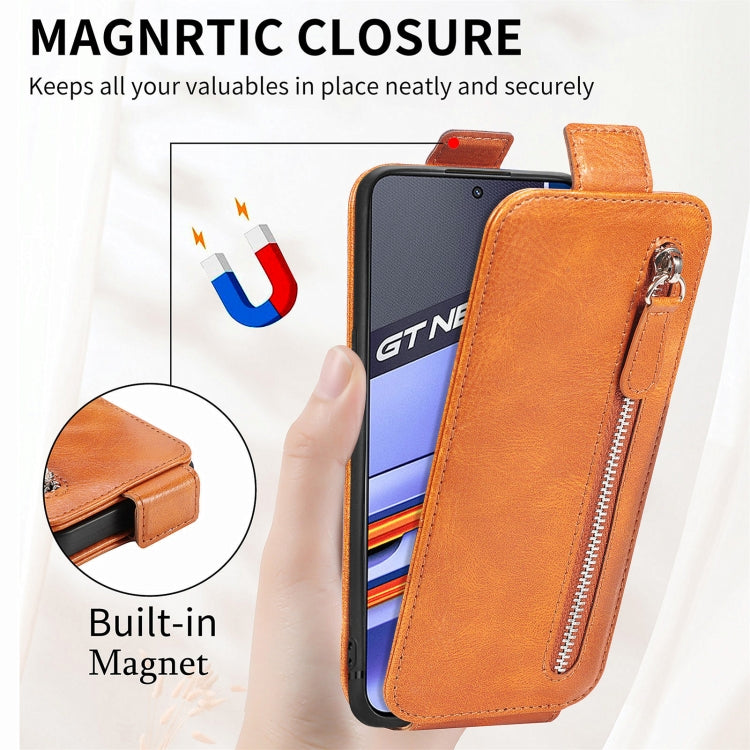 For Realme GT Neo 3 Zipper Wallet Vertical Flip Leather Phone Case