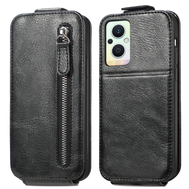 For OPPO Reno8 Lite Zipper Wallet Vertical Flip Leather Phone Case