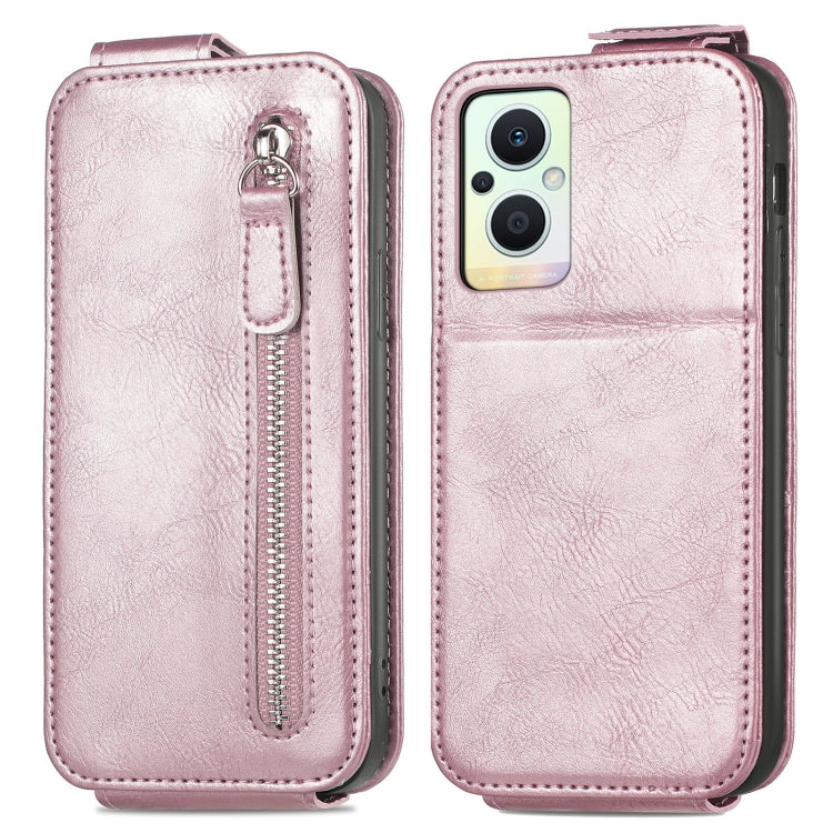 For OPPO Reno8 Lite Zipper Wallet Vertical Flip Leather Phone Case