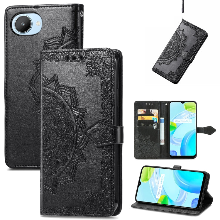For Realme C30 Mandala Flower Embossed Leather Phone Case