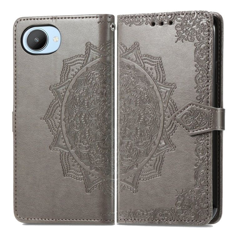 For Realme C30 Mandala Flower Embossed Leather Phone Case