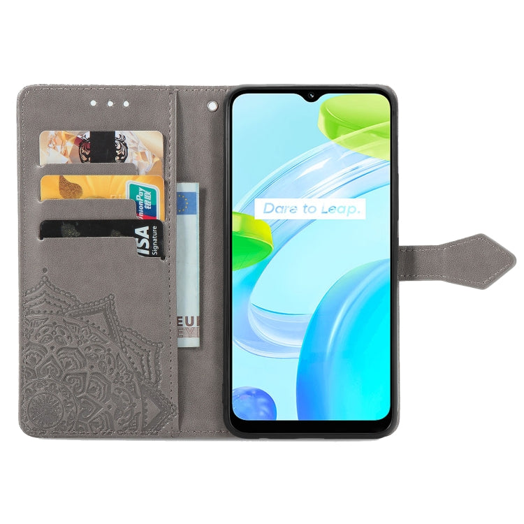 For Realme C30 Mandala Flower Embossed Leather Phone Case