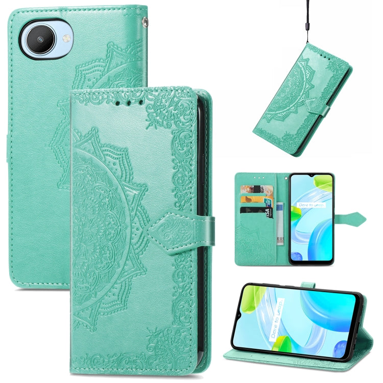 For Realme C30 Mandala Flower Embossed Leather Phone Case