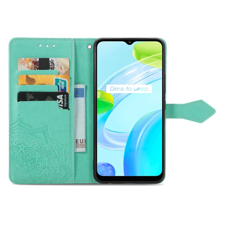 For Realme C30 Mandala Flower Embossed Leather Phone Case