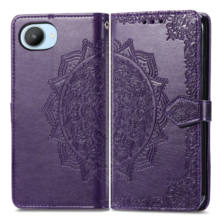 For Realme C30 Mandala Flower Embossed Leather Phone Case