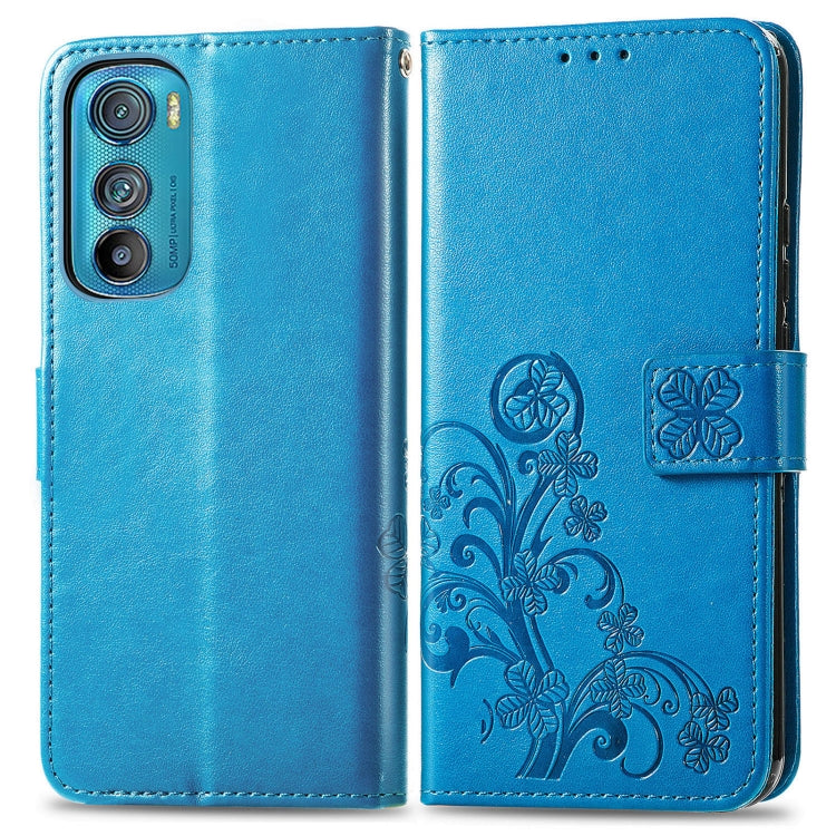 For Motorola Edge 30 Four-leaf Clasp Embossed Buckle Leather Phone Case