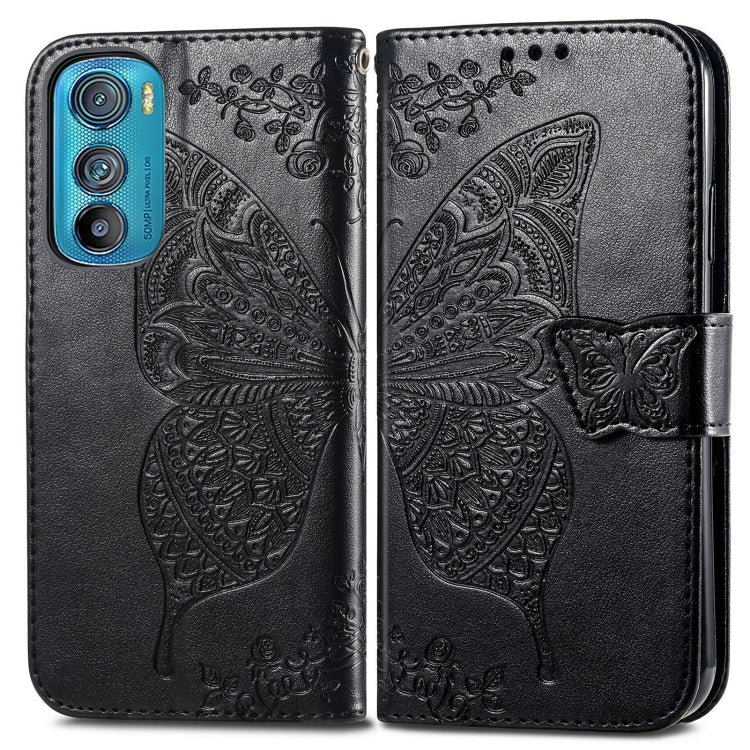 For Motorola Edge 30 Butterfly Love Flower Embossed Flip Leather Phone Case