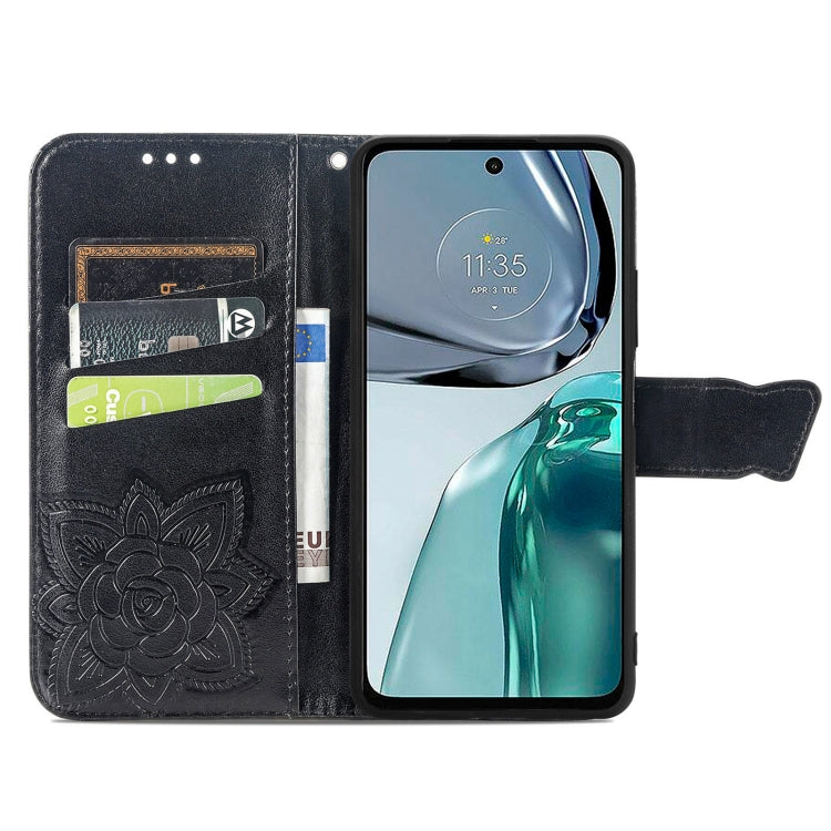 For Motorola Edge 30 Butterfly Love Flower Embossed Flip Leather Phone Case