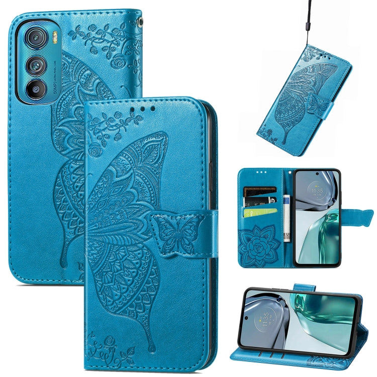 For Motorola Edge 30 Butterfly Love Flower Embossed Flip Leather Phone Case