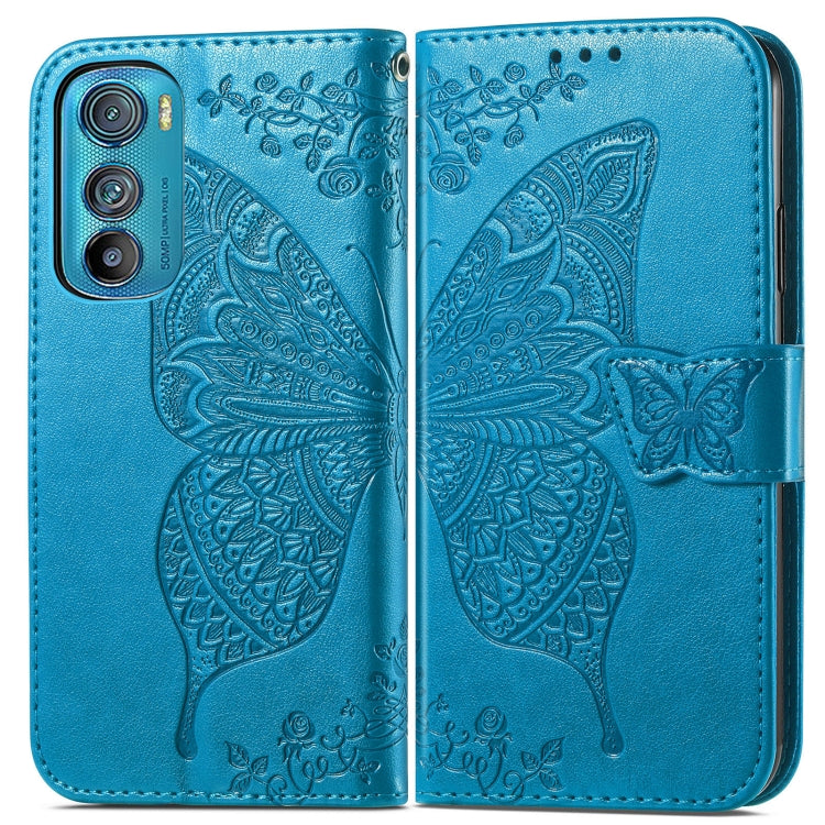 For Motorola Edge 30 Butterfly Love Flower Embossed Flip Leather Phone Case
