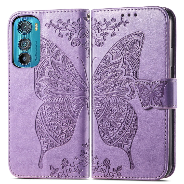 For Motorola Edge 30 Butterfly Love Flower Embossed Flip Leather Phone Case