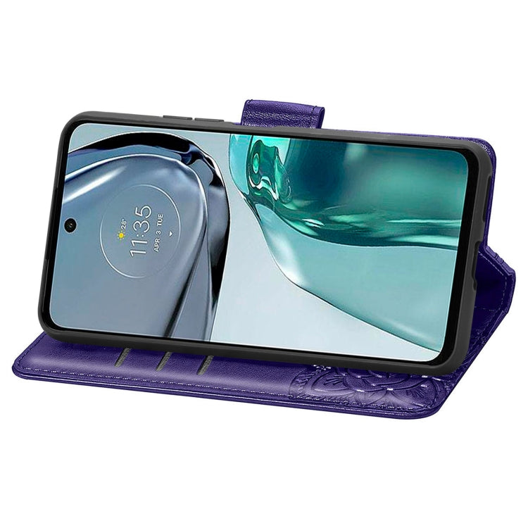 For Motorola Moto G62 Butterfly Love Flower Embossed Flip Leather Phone Case