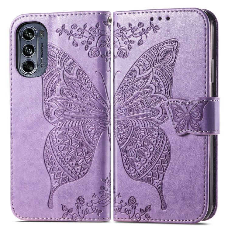 For Motorola Moto G62 Butterfly Love Flower Embossed Flip Leather Phone Case