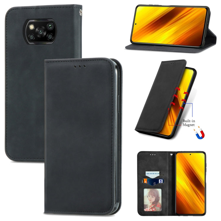 For Xiaomi Poco X3 NFC Retro Skin Feel Magnetic Leather Phone Case