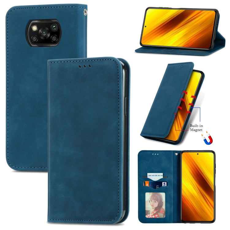 For Xiaomi Poco X3 NFC Retro Skin Feel Magnetic Leather Phone Case