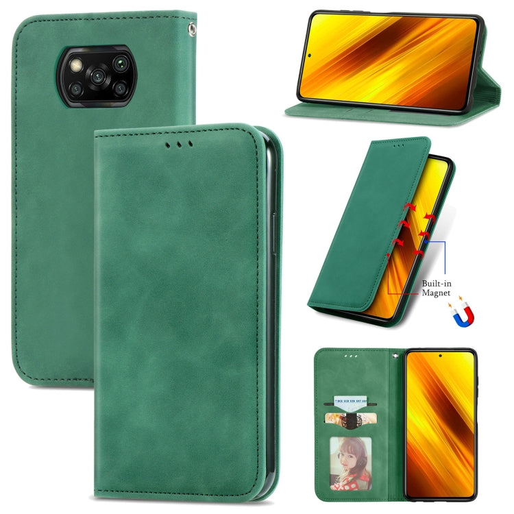 For Xiaomi Poco X3 NFC Retro Skin Feel Magnetic Leather Phone Case