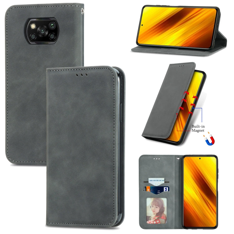 For Xiaomi Poco X3 NFC Retro Skin Feel Magnetic Leather Phone Case