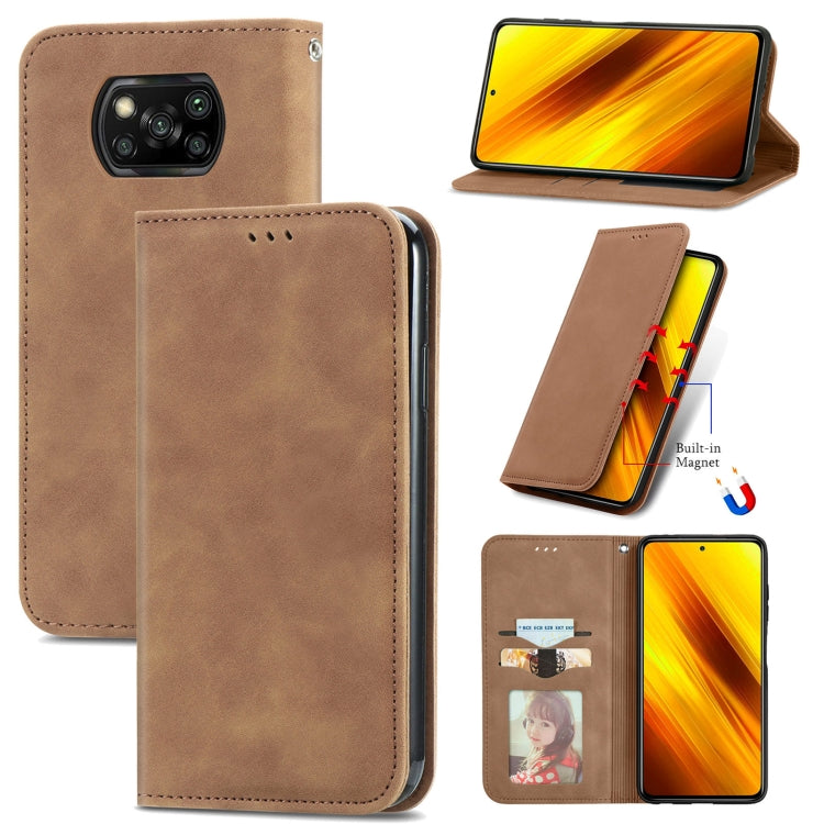 For Xiaomi Poco X3 NFC Retro Skin Feel Magnetic Leather Phone Case