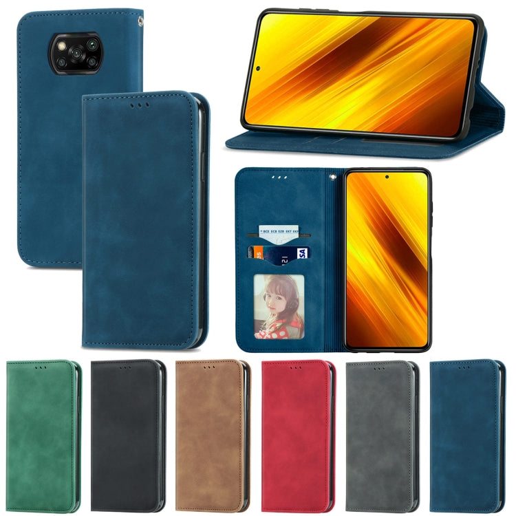 For Xiaomi Poco X3 NFC Retro Skin Feel Magnetic Leather Phone Case