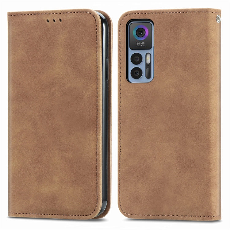 For TCL 30 5G / 30+ 5G Retro Skin Feel Magnetic Leather Phone Case
