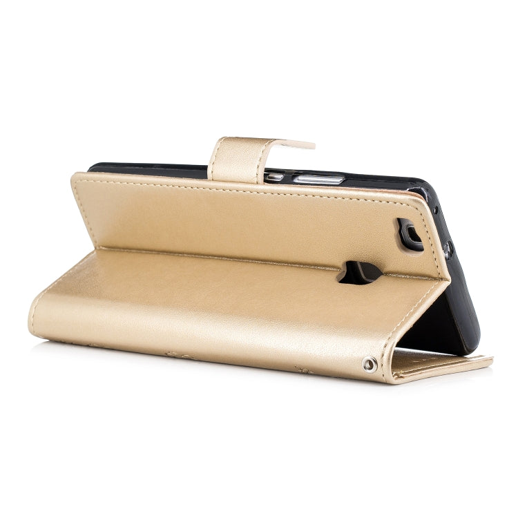 Plum Blossom Pattern Diamond Encrusted Leather Case for Huawei P9 Lite ,with Holder & Card Slots