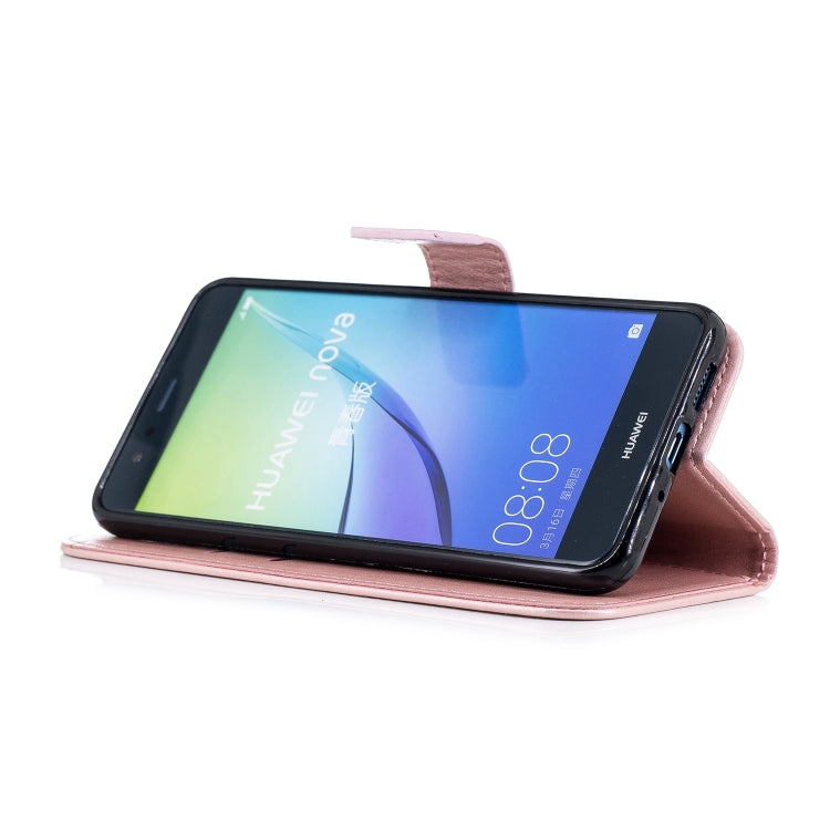 Plum Blossom Pattern Diamond Encrusted Leather Case for Huawei P10 Lite ,with Holder & Card Slots