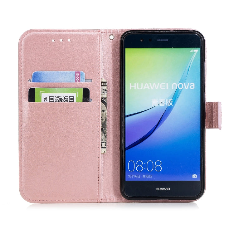 Plum Blossom Pattern Diamond Encrusted Leather Case for Huawei P10 Lite ,with Holder & Card Slots