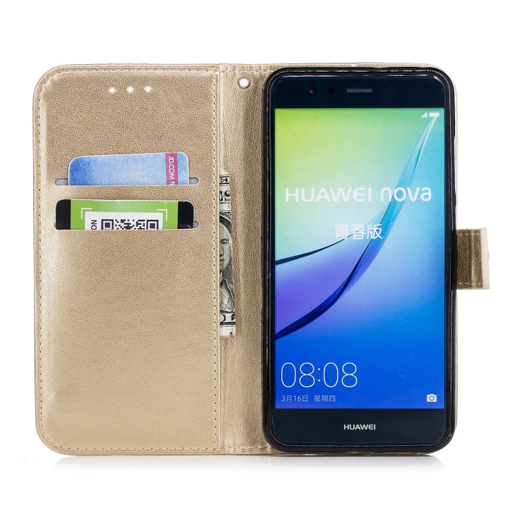 Plum Blossom Pattern Diamond Encrusted Leather Case for Huawei P10 Lite ,with Holder & Card Slots