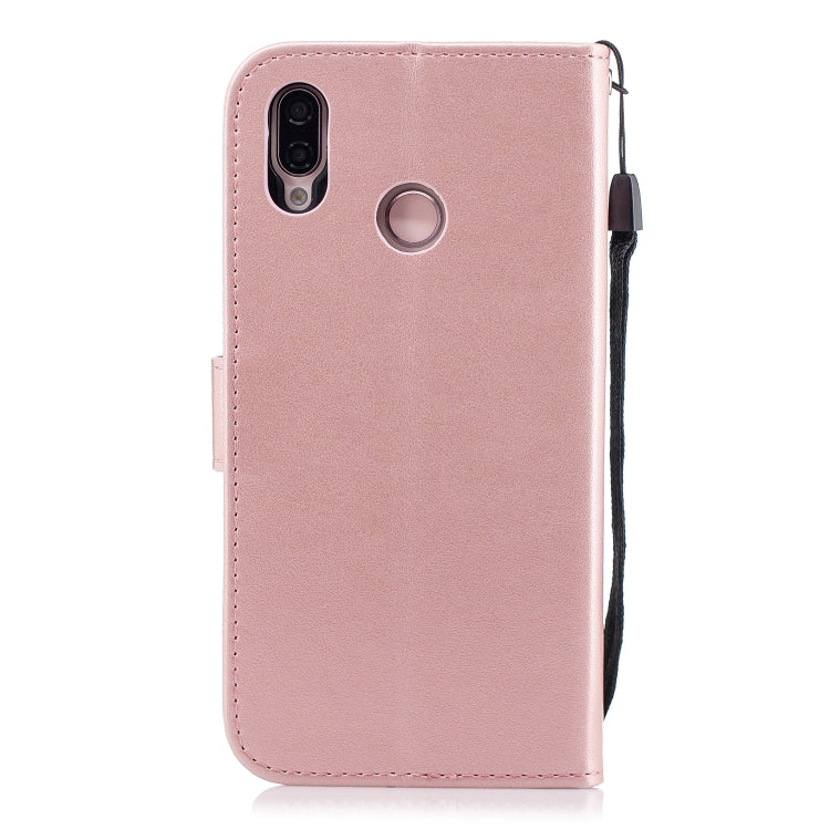 For Huawei P20 Lite Plum Blossom Pattern Diamond Encrusted Leather Case with Holder & Card Slots