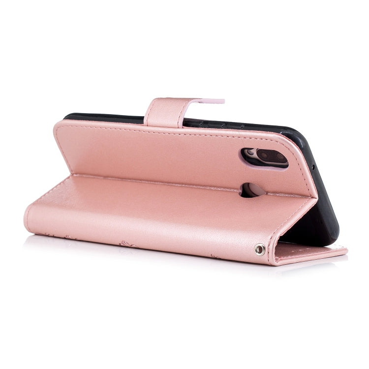 For Huawei P20 Lite Plum Blossom Pattern Diamond Encrusted Leather Case with Holder & Card Slots