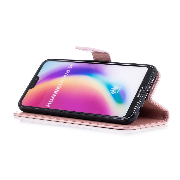 For Huawei P20 Lite Plum Blossom Pattern Diamond Encrusted Leather Case with Holder & Card Slots