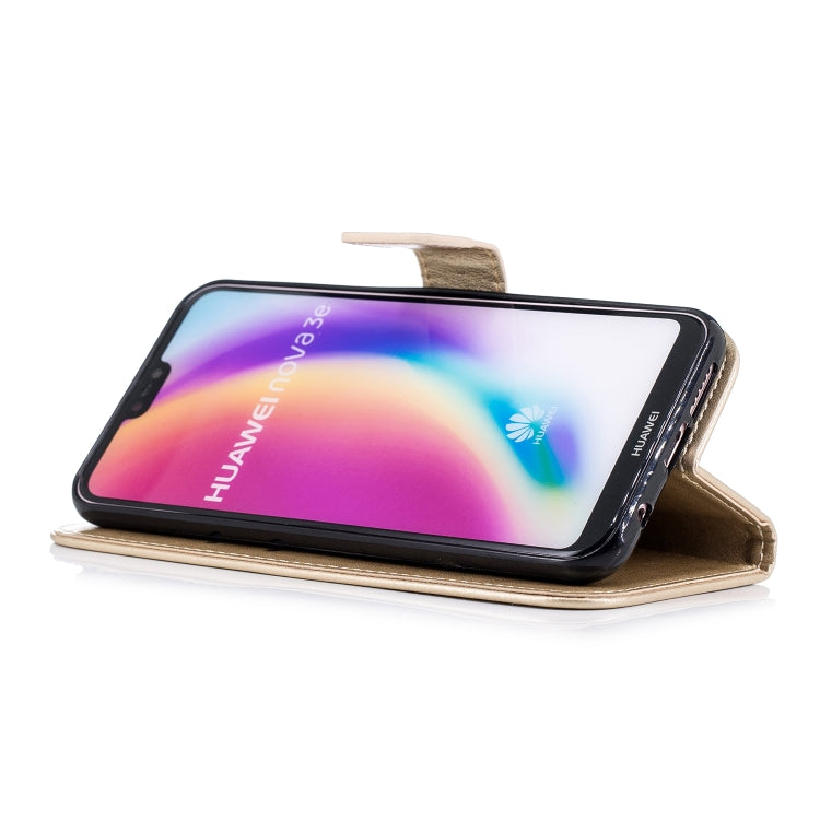 For Huawei P20 Lite Plum Blossom Pattern Diamond Encrusted Leather Case with Holder & Card Slots