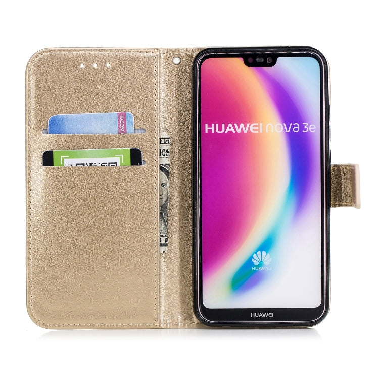 For Huawei P20 Lite Plum Blossom Pattern Diamond Encrusted Leather Case with Holder & Card Slots