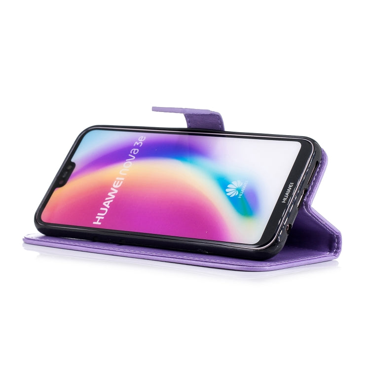 For Huawei P20 Lite Plum Blossom Pattern Diamond Encrusted Leather Case with Holder & Card Slots