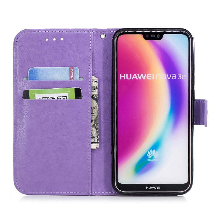 For Huawei P20 Lite Plum Blossom Pattern Diamond Encrusted Leather Case with Holder & Card Slots