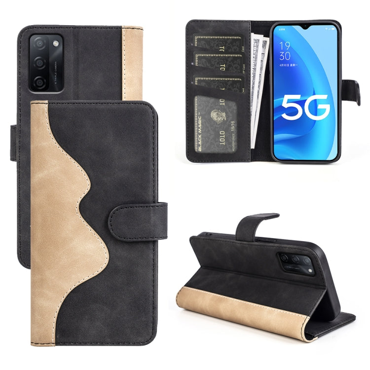 For OPPO A55S 5G Stitching Horizontal Flip Leather Phone Case