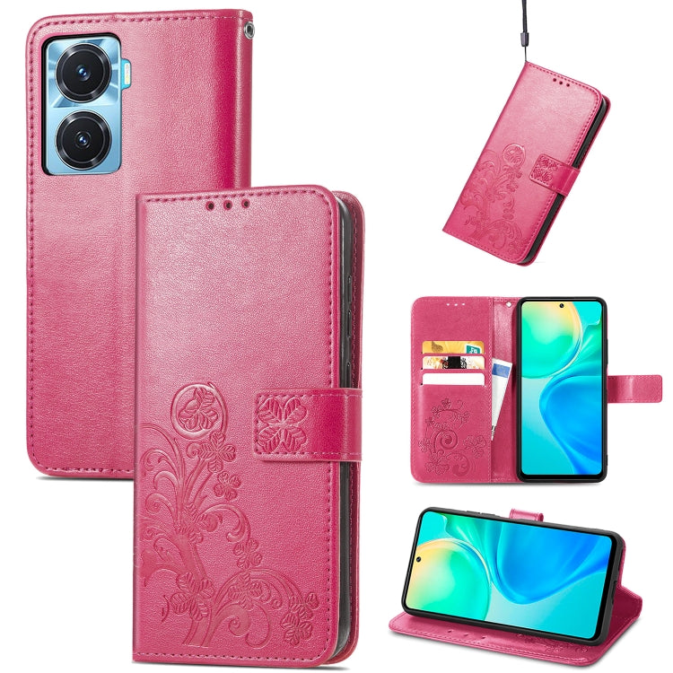 For vivo Y77 (China) Four-leaf Clasp Embossed Buckle Leather Phone Case