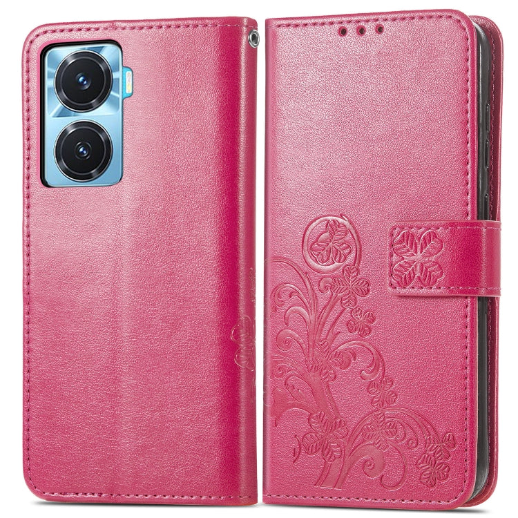 For vivo Y77 (China) Four-leaf Clasp Embossed Buckle Leather Phone Case