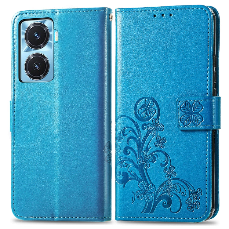 For vivo Y77 (China) Four-leaf Clasp Embossed Buckle Leather Phone Case