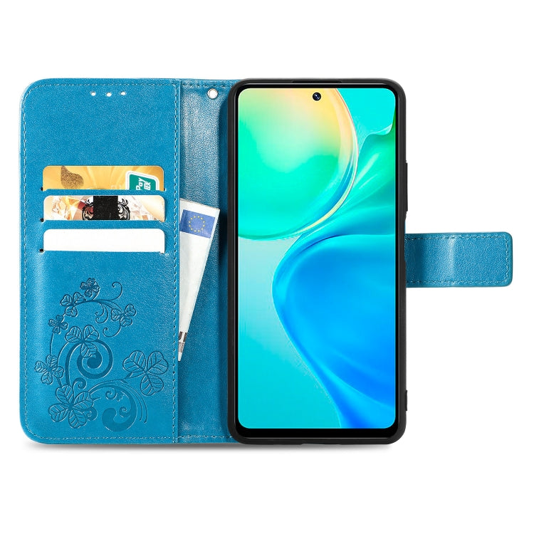 For vivo Y77 (China) Four-leaf Clasp Embossed Buckle Leather Phone Case