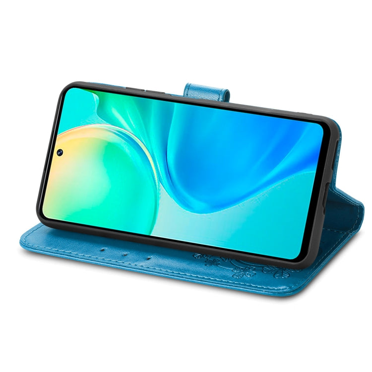 For vivo Y77 (China) Four-leaf Clasp Embossed Buckle Leather Phone Case