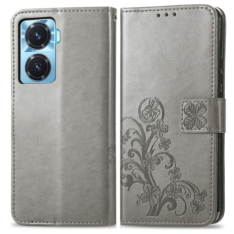 For vivo Y77 (China) Four-leaf Clasp Embossed Buckle Leather Phone Case