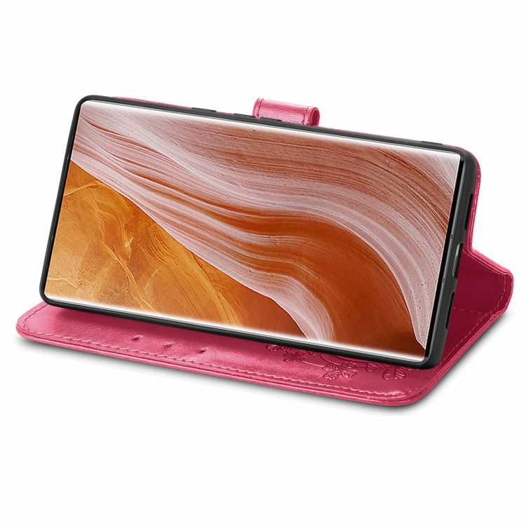 For ZTE Axon 40 Ultra Four-leaf Clasp Embossed Buckle Leather Phone Case